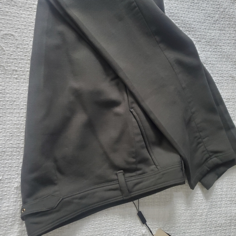 Burberrys Women’s Wool Trouser Dress Pants Dark Olive Size 14 Wide Leg NWT $295